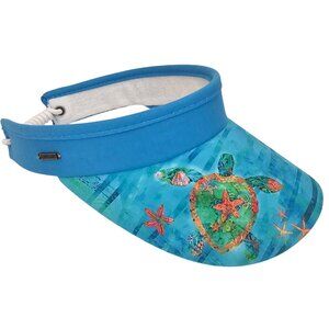 Ladies Coastal Beach Island Travel Tennis Athleisure Golf Sun Hat Visor Blue OS